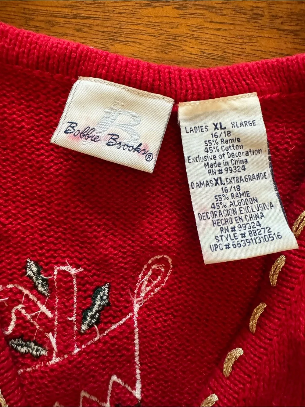 Bobbie Brooks Christmas Sweater Vest Womens XL Red Noel Joy Holiday Appliqués